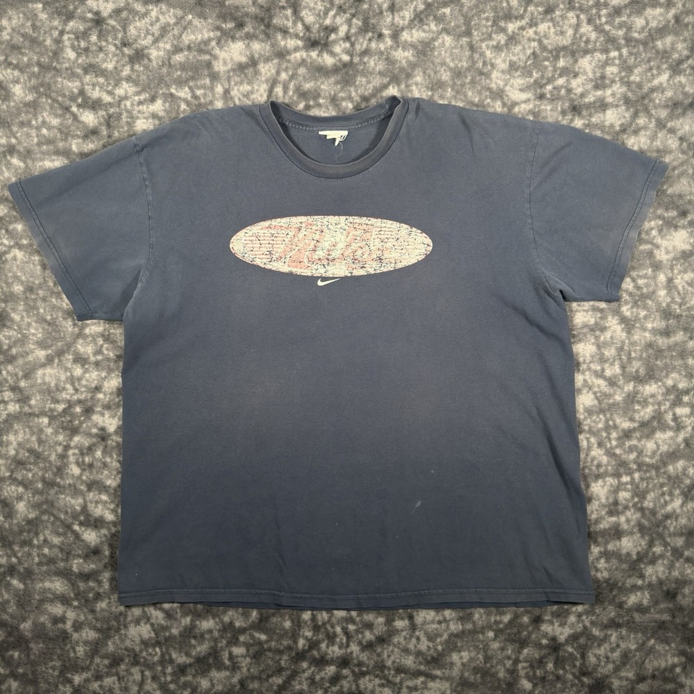 Vintage Nike Center Swoosh TShirt Mens XXL Blue 90s Faded Graphic Tee